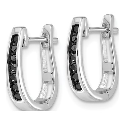 14K White Gold 1/6 ct tw 14mm Diamond Channel Huggie Hoop Earrings – view 3