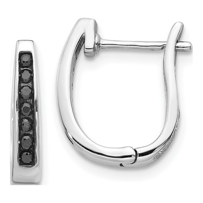 14K White Gold 1/6 ct tw 14mm Diamond Channel Huggie Hoop Earrings