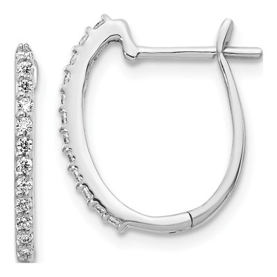 14K White Gold 1/5 ct tw 16mm Diamond Huggie Hoop Earrings