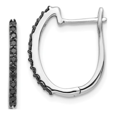 14K White Gold 1/5 ct tw 16mm Diamond Huggie Hoop Earrings
