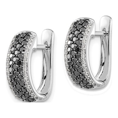 14K White Gold 1 ct tw 16mm Diamond Huggie Hoop Earrings – view 2