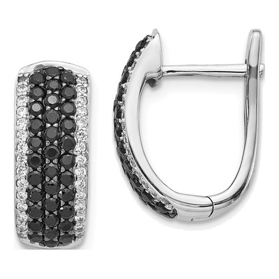 14K White Gold 1 ct tw 16mm Diamond Huggie Hoop Earrings