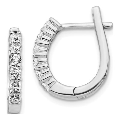 14K White Gold 1/2 ct tw 17mm Diamond Huggie Hoop Earrings