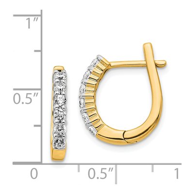 14K Yellow Gold 1/2 ct tw 17mm Diamond Huggie Hoop Earrings – view 3