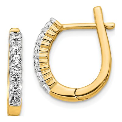 14K Yellow Gold 1/2 ct tw 17mm Diamond Huggie Hoop Earrings