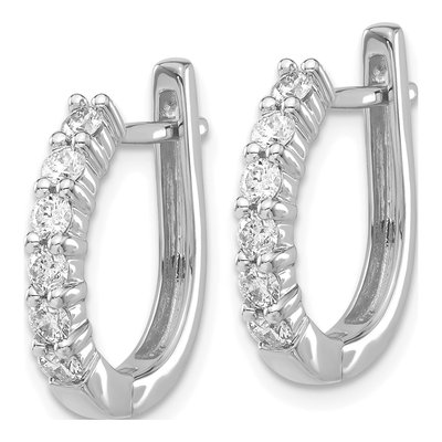 14K White Gold 3/4 ct tw 19mm Diamond Huggie Hoop Earrings – view 3