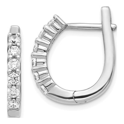 14K White Gold 3/4 ct tw 19mm Diamond Huggie Hoop Earrings
