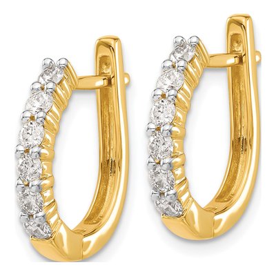 14K Yellow Gold 3/4 ct tw 19mm Diamond Huggie Hoop Earrings – view 2