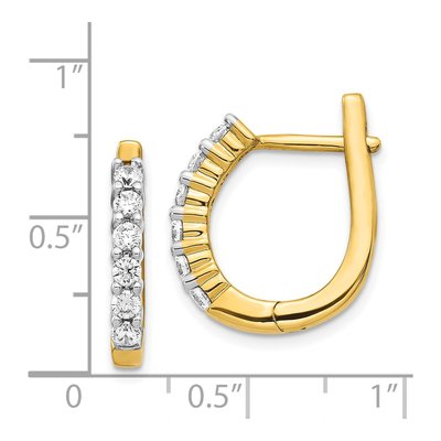 14K Yellow Gold 3/4 ct tw 19mm Diamond Huggie Hoop Earrings – view 4