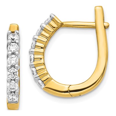 14K Yellow Gold 3/4 ct tw 19mm Diamond Huggie Hoop Earrings