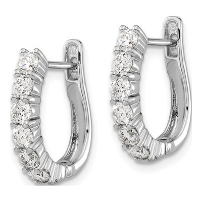 14K White Gold 1 ct tw 17mm Diamond Huggie Hoop Earrings – view 3