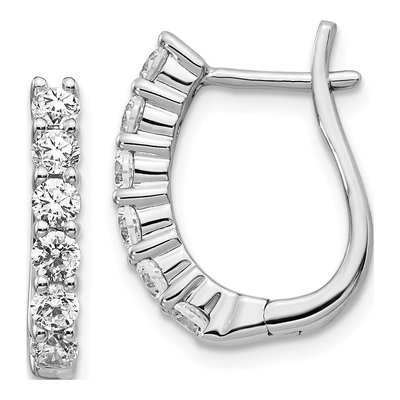 14K White Gold 1 ct tw 17mm Lab-Grown Diamond Huggie Hoop Earrings