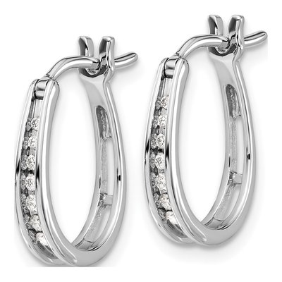 14K White Gold 1/8 ct tw 16mm Diamond Channel Hoop Earrings – view 2