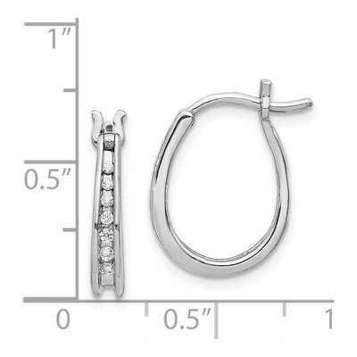 14K White Gold 1/8 ct tw 16mm Diamond Channel Hoop Earrings – view 4