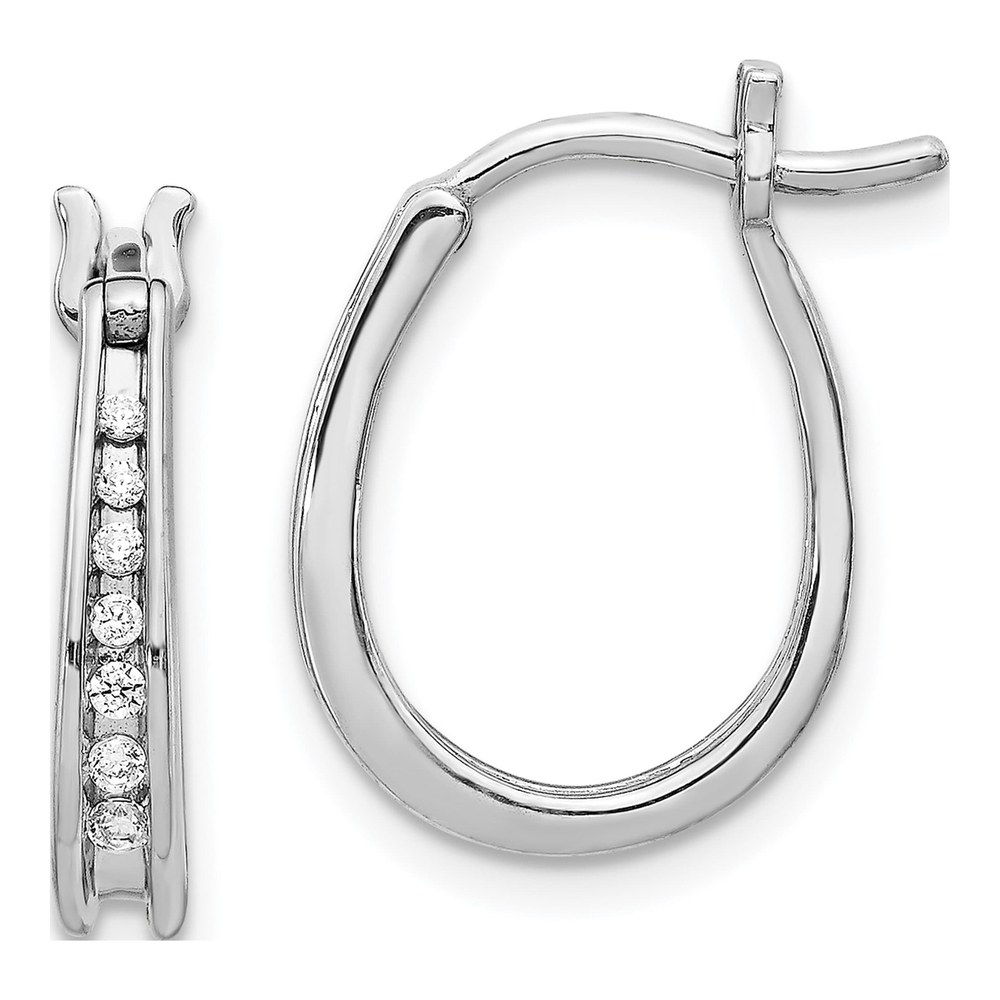 14K White Gold 1/8 ct tw 16mm Diamond Channel Hoop Earrings