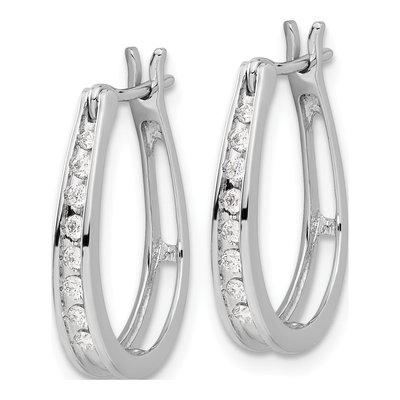 14K White Gold 1/5 ct tw 19mm Diamond Oval Hoop Earrings – view 2