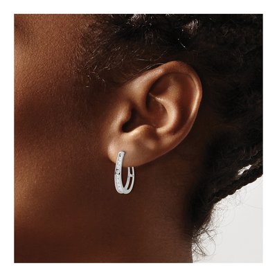 14K White Gold 1/5 ct tw 19mm Diamond Oval Hoop Earrings – view 3