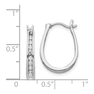14K White Gold 1/5 ct tw 19mm Diamond Oval Hoop Earrings – view 4