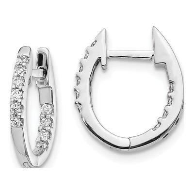 10K White Gold 1/4 ct tw 13mm Diamond Inside-Out Hoop Earrings