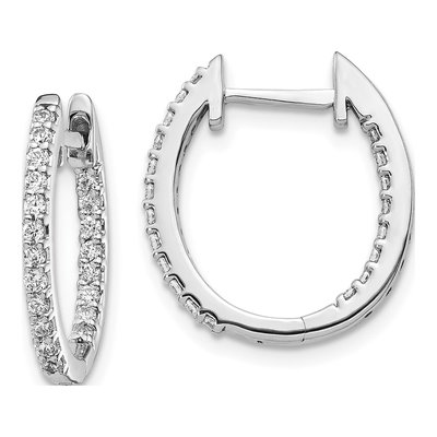 10K White Gold 1/2 ct tw 17mm Diamond Inside-Out Hoop Earrings