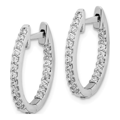 14K White Gold 1/2 ct tw 17mm Diamond Inside-Out Hoop Earrings – view 3