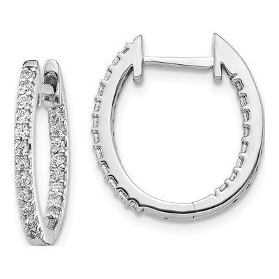 14K White Gold 1/2 ct tw 17mm Lab-Grown Diamond Inside-Out Hoop Earrings