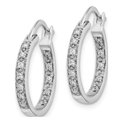14K White Gold 1/4 ct tw 15mm Diamond Inside-Out Hoop Earrings – view 3