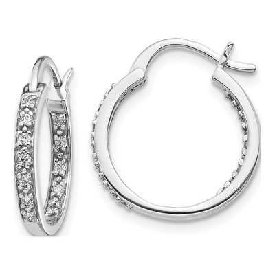 14K White Gold 1/4 ct tw 15mm Diamond Inside-Out Hoop Earrings
