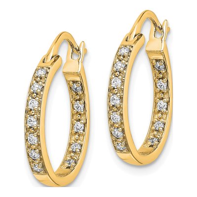 14K Yellow Gold 1/4 ct tw 15mm Diamond In-Out Hoop Earrings – view 2