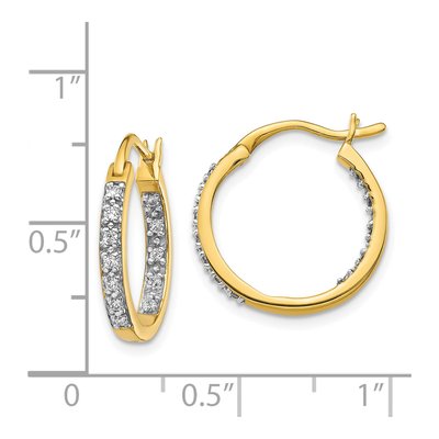 14K Yellow Gold 1/4 ct tw 15mm Diamond In-Out Hoop Earrings – view 4