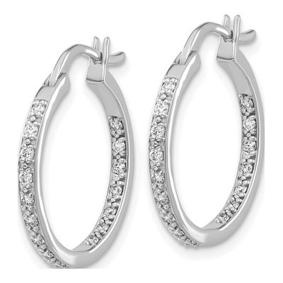 14K White Gold 1/3 ct tw 18mm Diamond Inside-Out Hoop Earrings – view 3