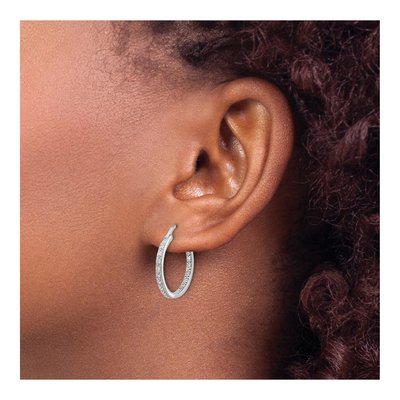 14K White Gold 1/3 ct tw 18mm Diamond Inside-Out Hoop Earrings – view 4