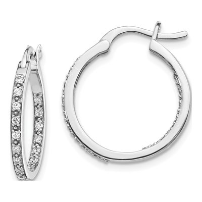 14K White Gold 1/3 ct tw 18mm Diamond Inside-Out Hoop Earrings