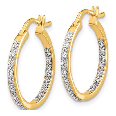 14K Yellow Gold 1/3 ct tw 18mm Diamond Inside-Out Hoop Earrings – view 2