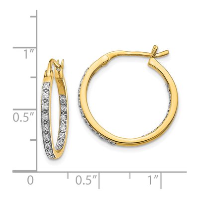 14K Yellow Gold 1/3 ct tw 18mm Diamond Inside-Out Hoop Earrings – view 4