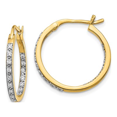 14K Yellow Gold 1/3 ct tw 18mm Diamond Inside-Out Hoop Earrings