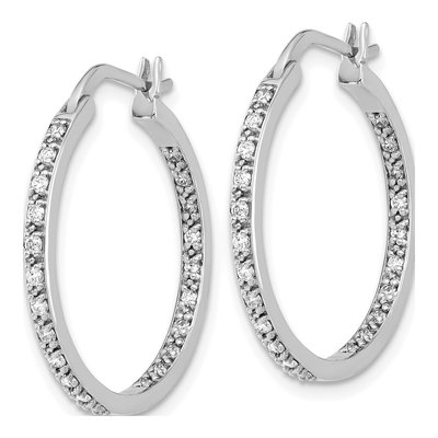 14K White Gold 1/2 ct tw 24mm Diamond Inside-Out Hoop Earrings – view 3