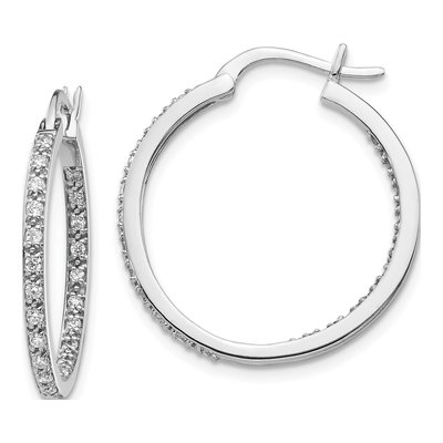 14K White Gold 1/2 ct tw 24mm Diamond Inside-Out Hoop Earrings