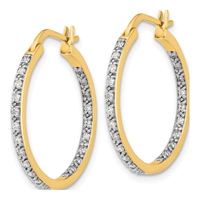 14K Yellow Gold 1/2 ct tw 24mm Diamond Inside-Out Hoop Earrings – view 2