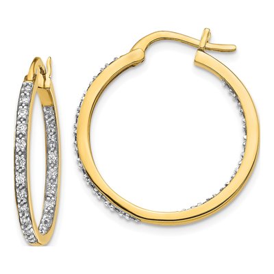 14K Yellow Gold 1/2 ct tw 24mm Diamond Inside-Out Hoop Earrings