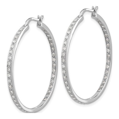 14K White Gold 5/8 ct tw 35mm Diamond Inside-Out Hoop Earrings – view 2