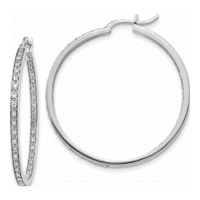 14K White Gold 5/8 ct tw 35mm Diamond Inside-Out Hoop Earrings