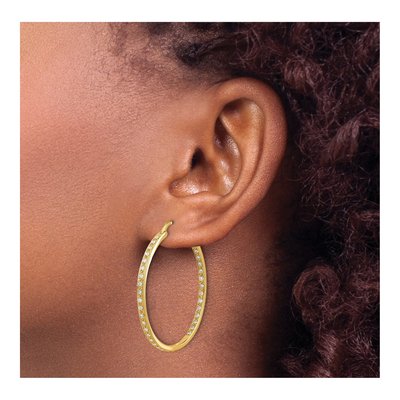 14K Yellow Gold 5/8 ct tw 35mm Diamond Inside-Out Hoop Earrings – view 4