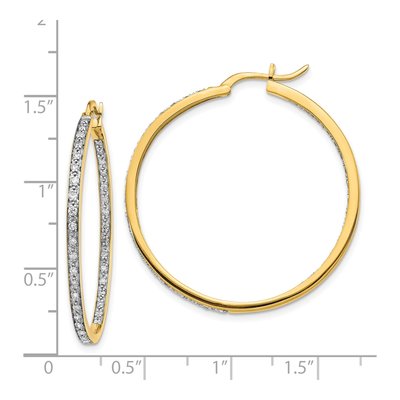 14K Yellow Gold 5/8 ct tw 35mm Diamond Inside-Out Hoop Earrings – view 5