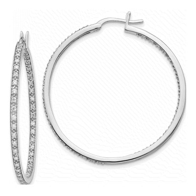 14K White Gold 7/8 ct tw 39mm Diamond Inside-Out Hoop Earrings