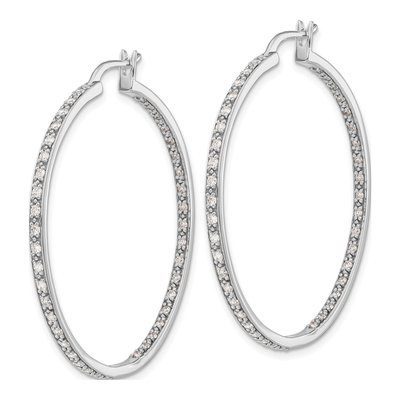 14K White Gold 7/8 ct tw 42mm Lab-Grown Diamond Hoop Earrings – view 3