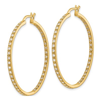 14K Yellow Gold 7/8 ct tw 39mm Diamond Inside-Out Hoop Earrings – view 3