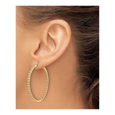 14K Yellow Gold 7/8 ct tw 39mm Diamond Inside-Out Hoop Earrings – view 4