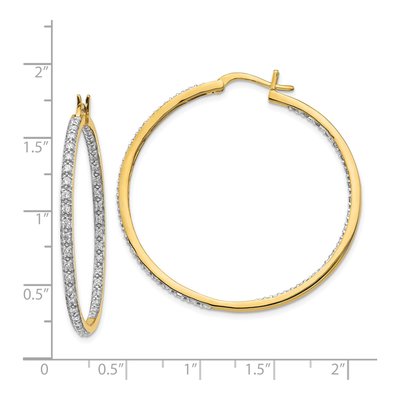 14K Yellow Gold 7/8 ct tw 39mm Diamond Inside-Out Hoop Earrings – view 5