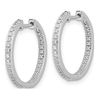 10K White Gold 1/10 ct tw Diamond Inside-Out Hoop Earrings – view 2